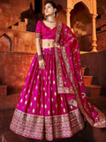 Hot Pink Marvelous Hot Sequins Embroidered Silk Lehenga Choli