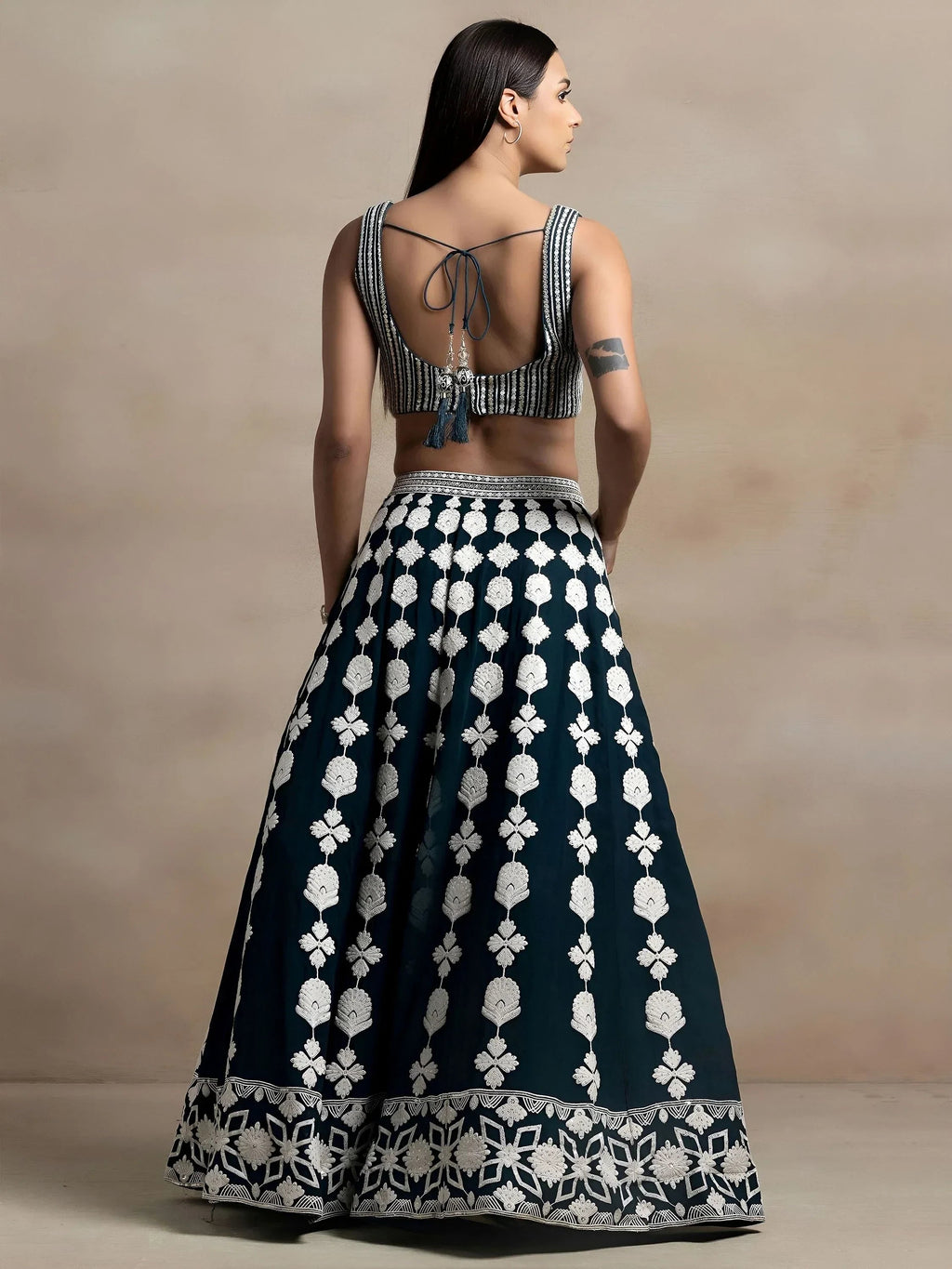 Dark Green Incredible Thread Embroidered Georgette Lehenga Choli