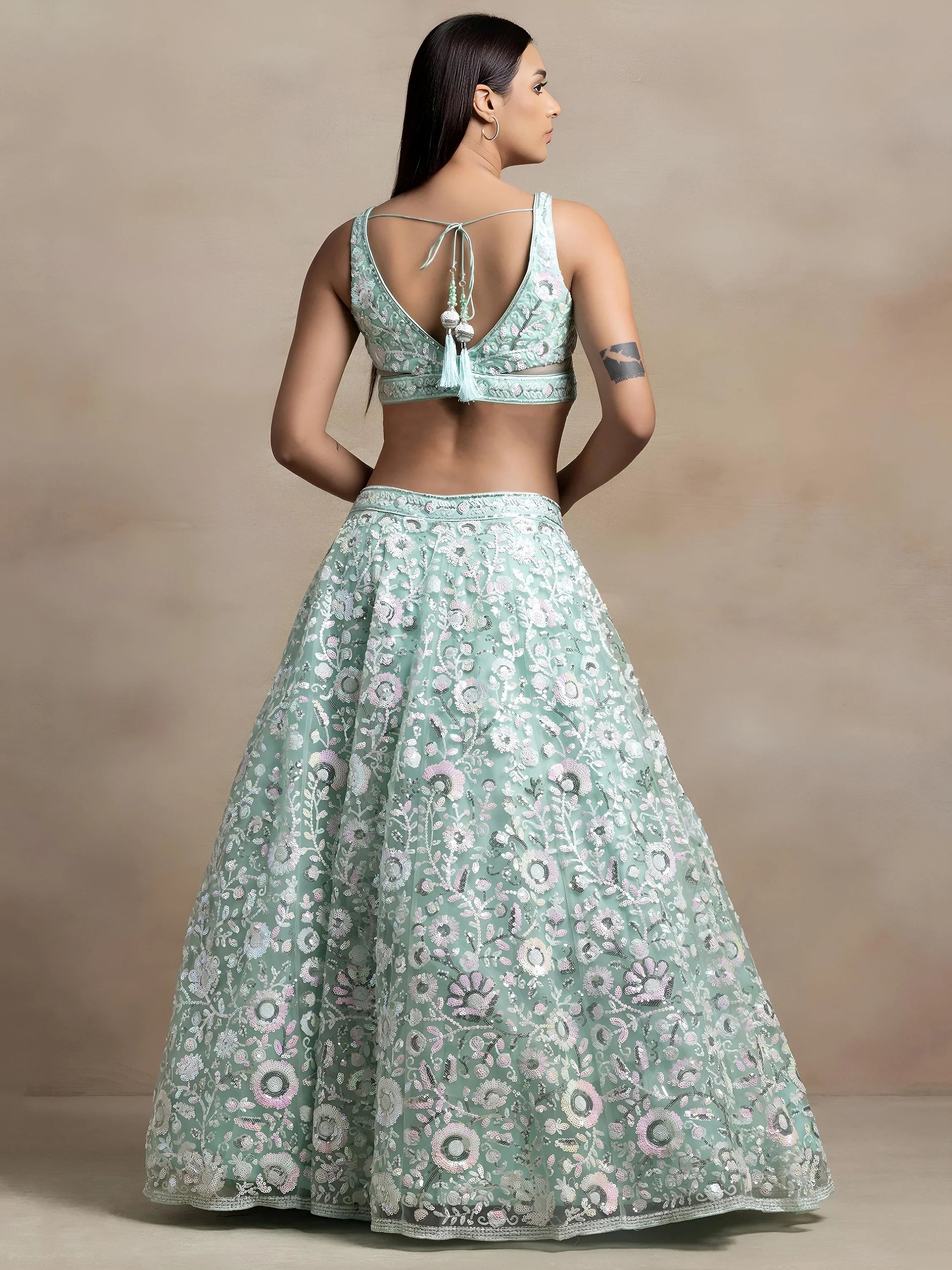 Blue Attractive Sequins Net Designer Lehenga Choli With Dupatta