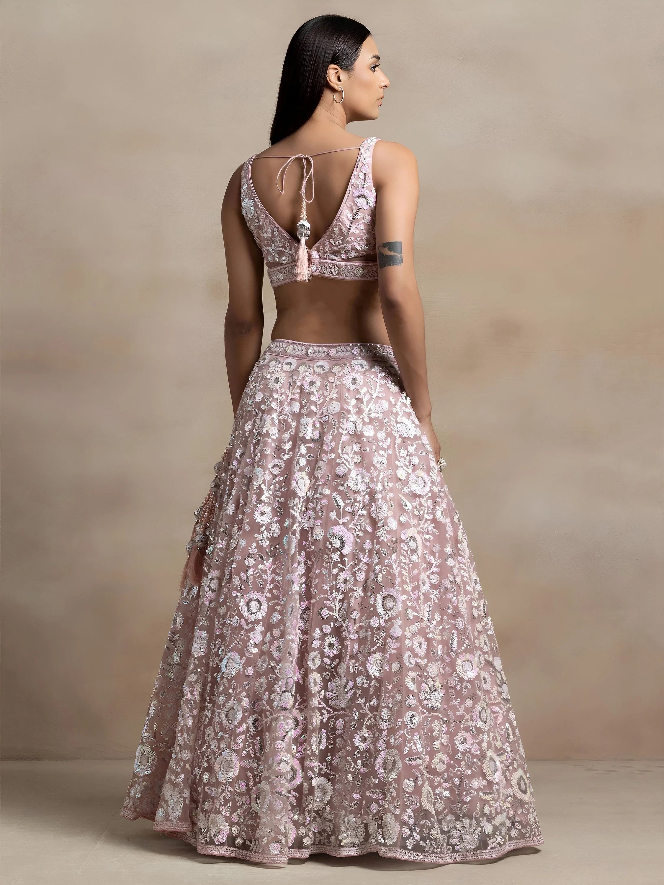 Pink Attractive Sequins Net Designer Lehenga Choli With Dupatta