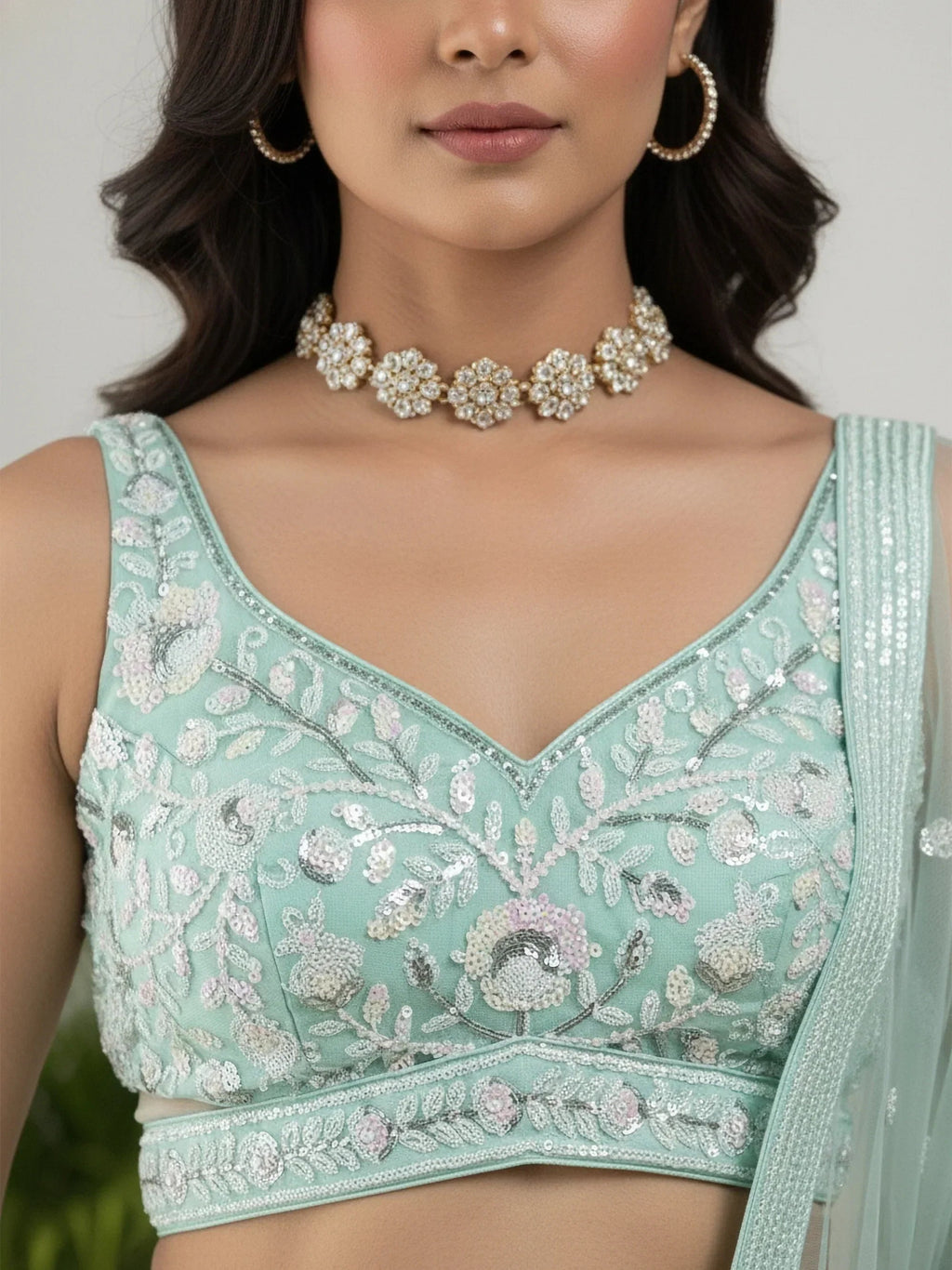 Green Attractive Sequins Net Designer Lehenga Choli With Dupatta