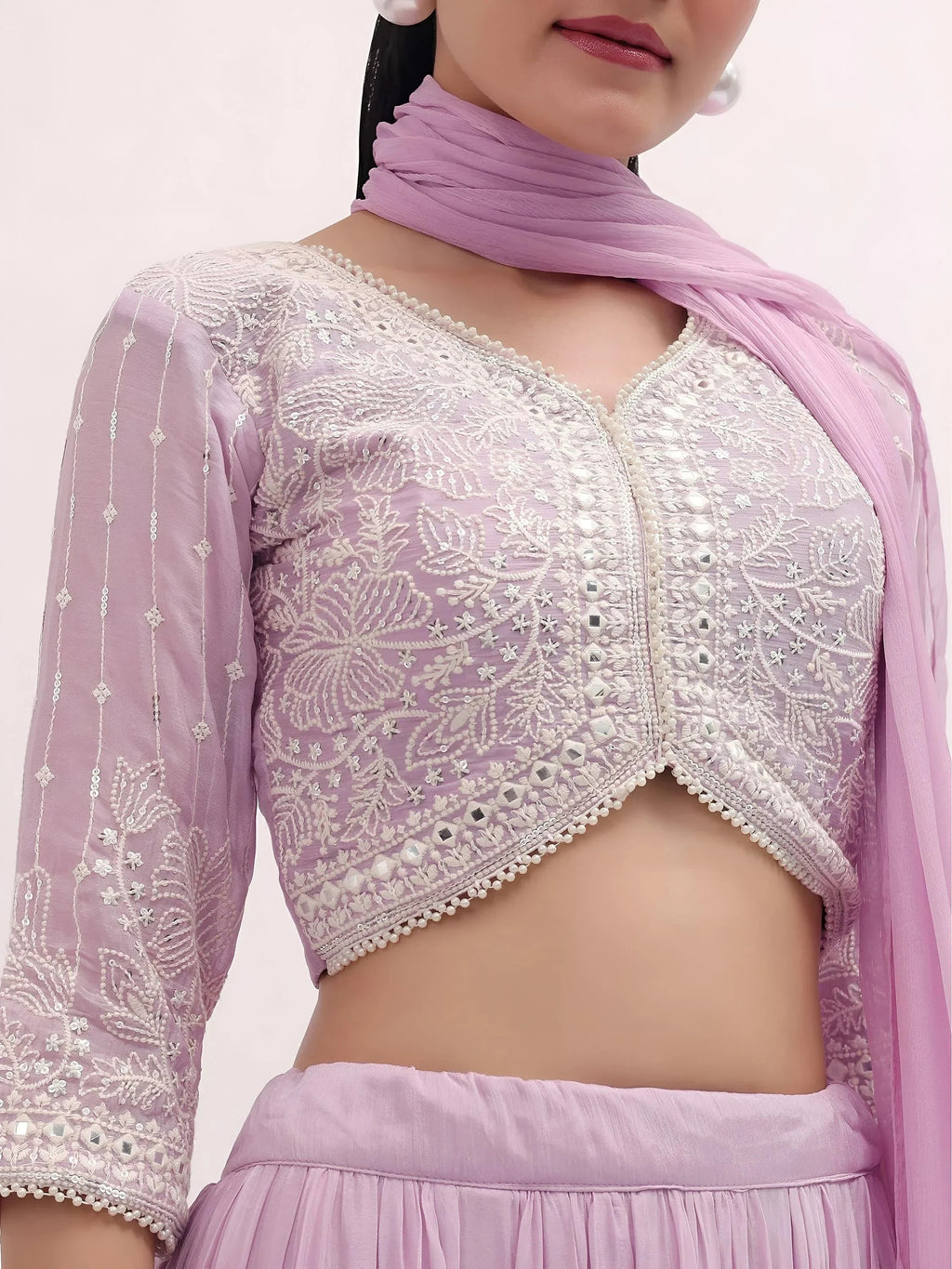 Pink Attractive Thread Embroidered Georgette Event Wear Lehenga Choli
