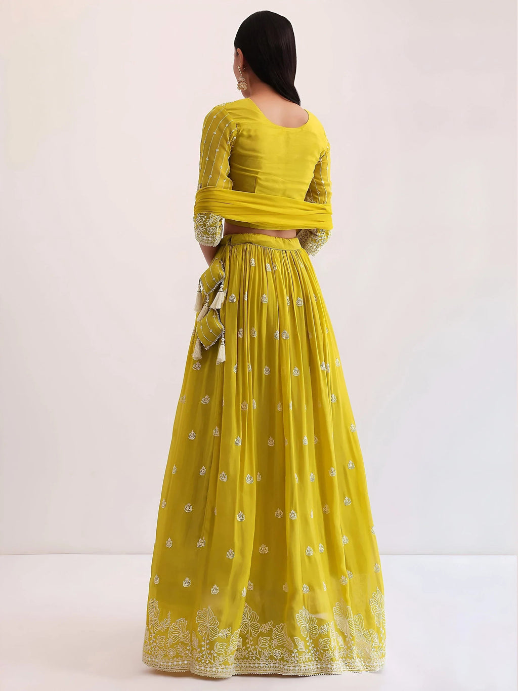 Yellow Attractive Thread Embroidered Georgette Event Wear Lehenga Choli
