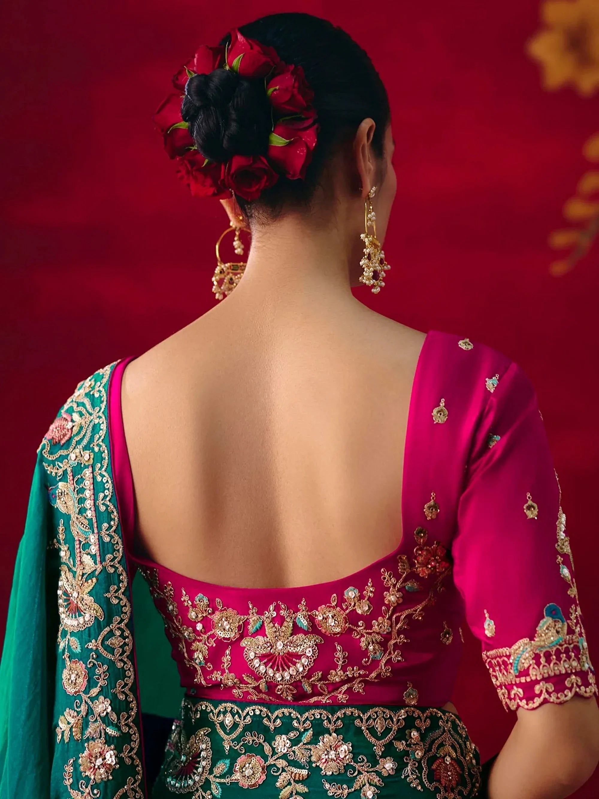 Impressive Green Embroidered Silk Wedding Wear Saree With Blouse