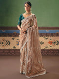Wonderful Beige Dori Embroidery Silk Marriage Wear Saree With Blouse