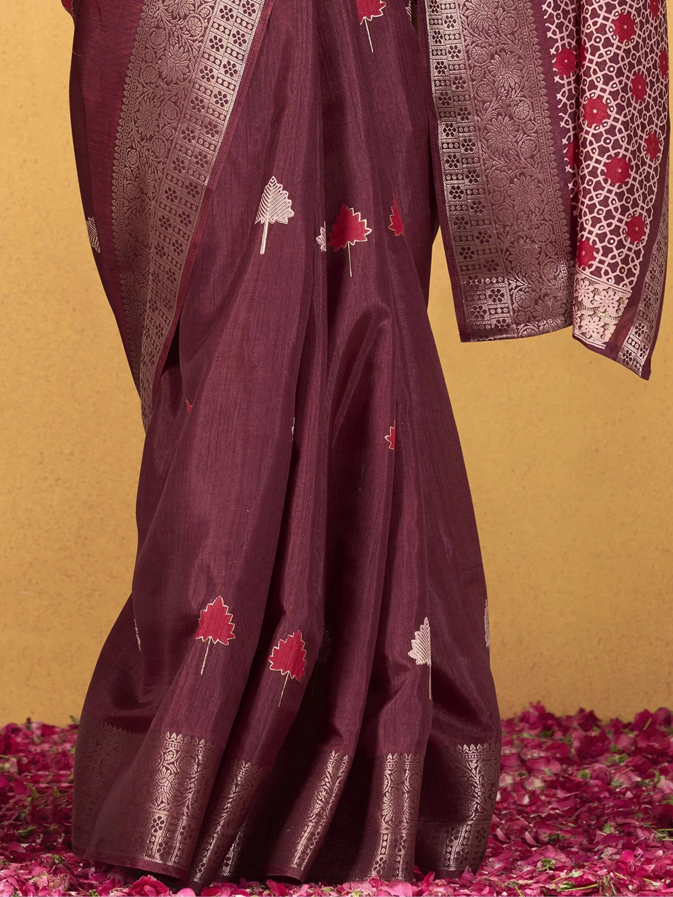 Lovely Maroon Printed Silk Festival Wear Saree With Blouse