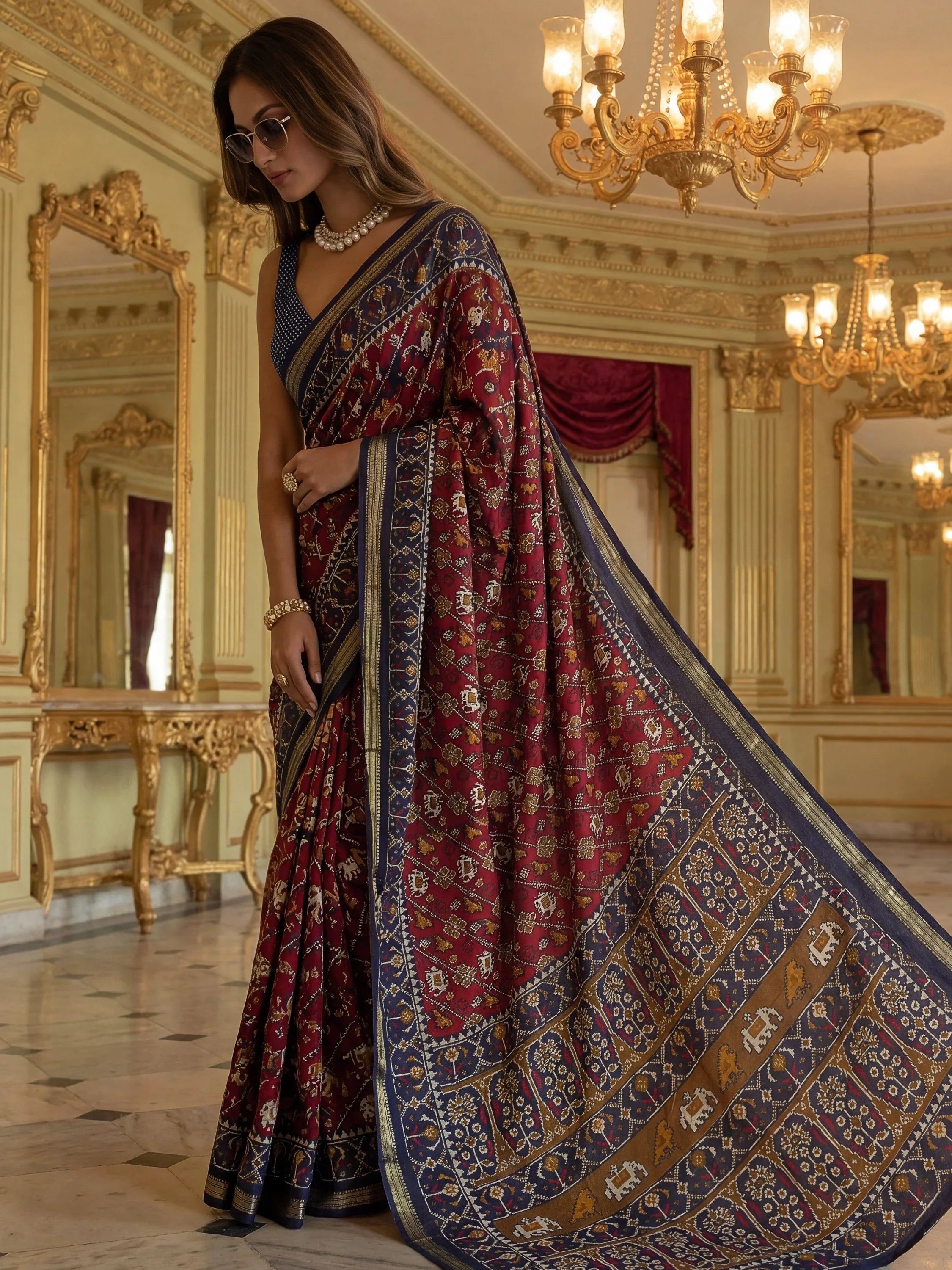 Precious Red Zari Bordered Silk Traditional Saree With Blouse