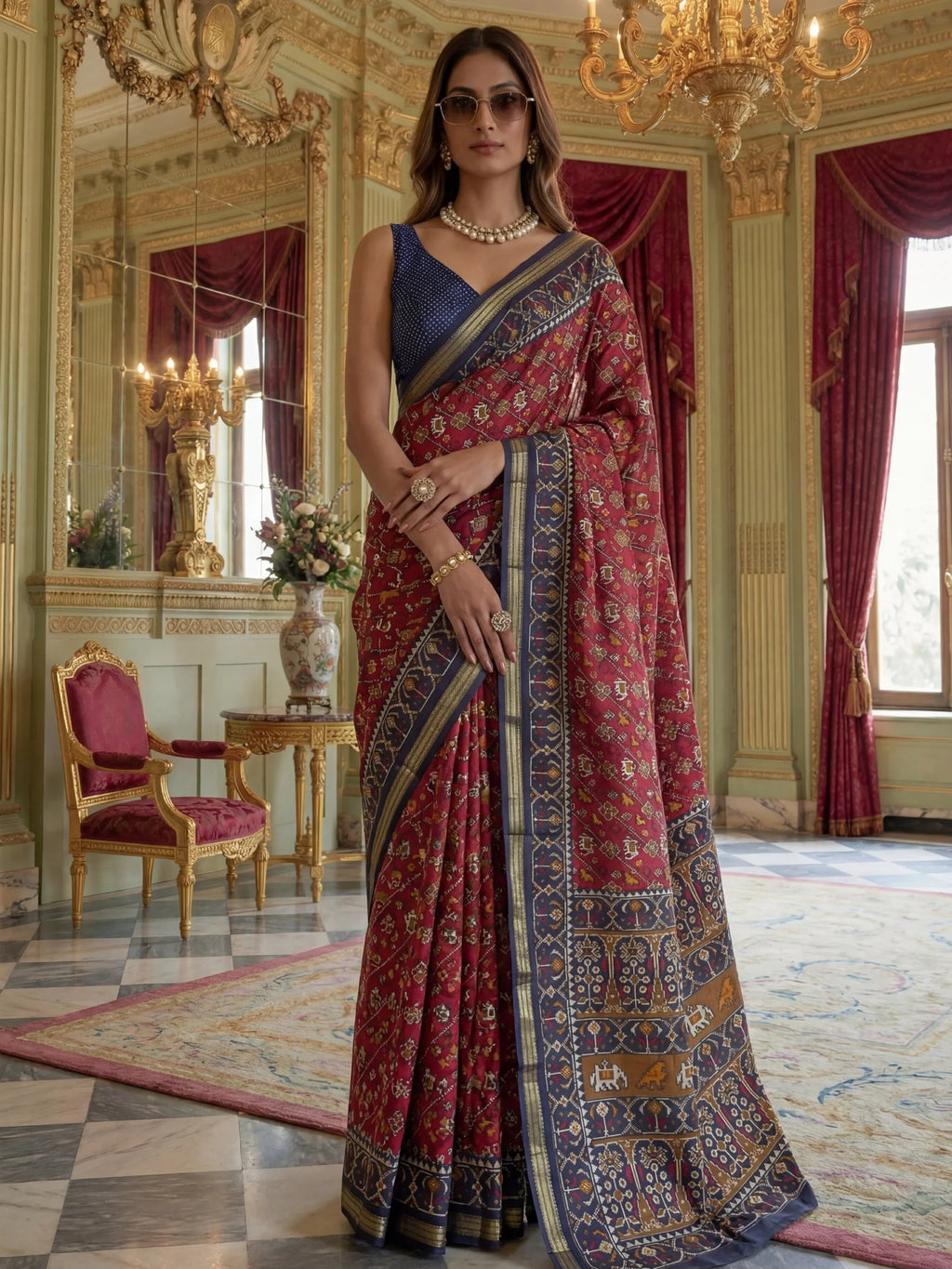 Precious Red Zari Bordered Silk Traditional Saree With Blouse