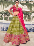 Dazzling Green Embroidered Organza Wedding Wear Lehenga Choli