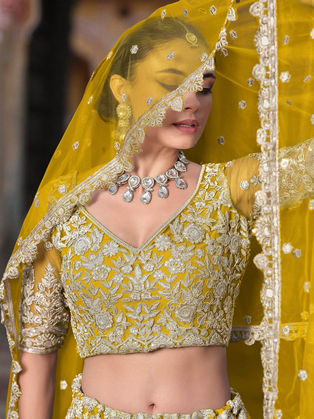 Yellow Alluring Sequins Net Engagement Wear Lehenga Choli With Dupatta