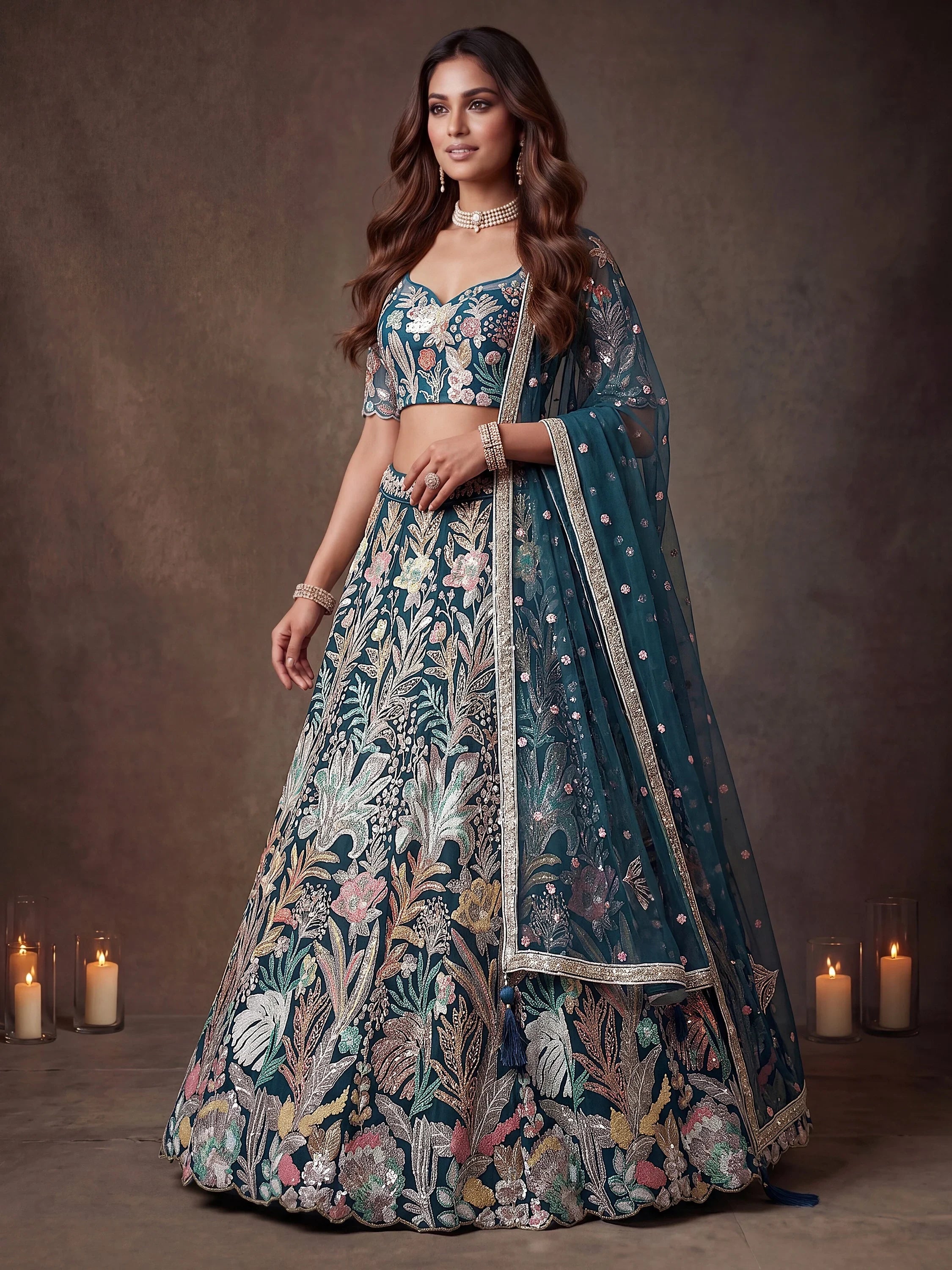 Blue Ravishing Color Sequins Soft Net Party Wear Lehenga Choli