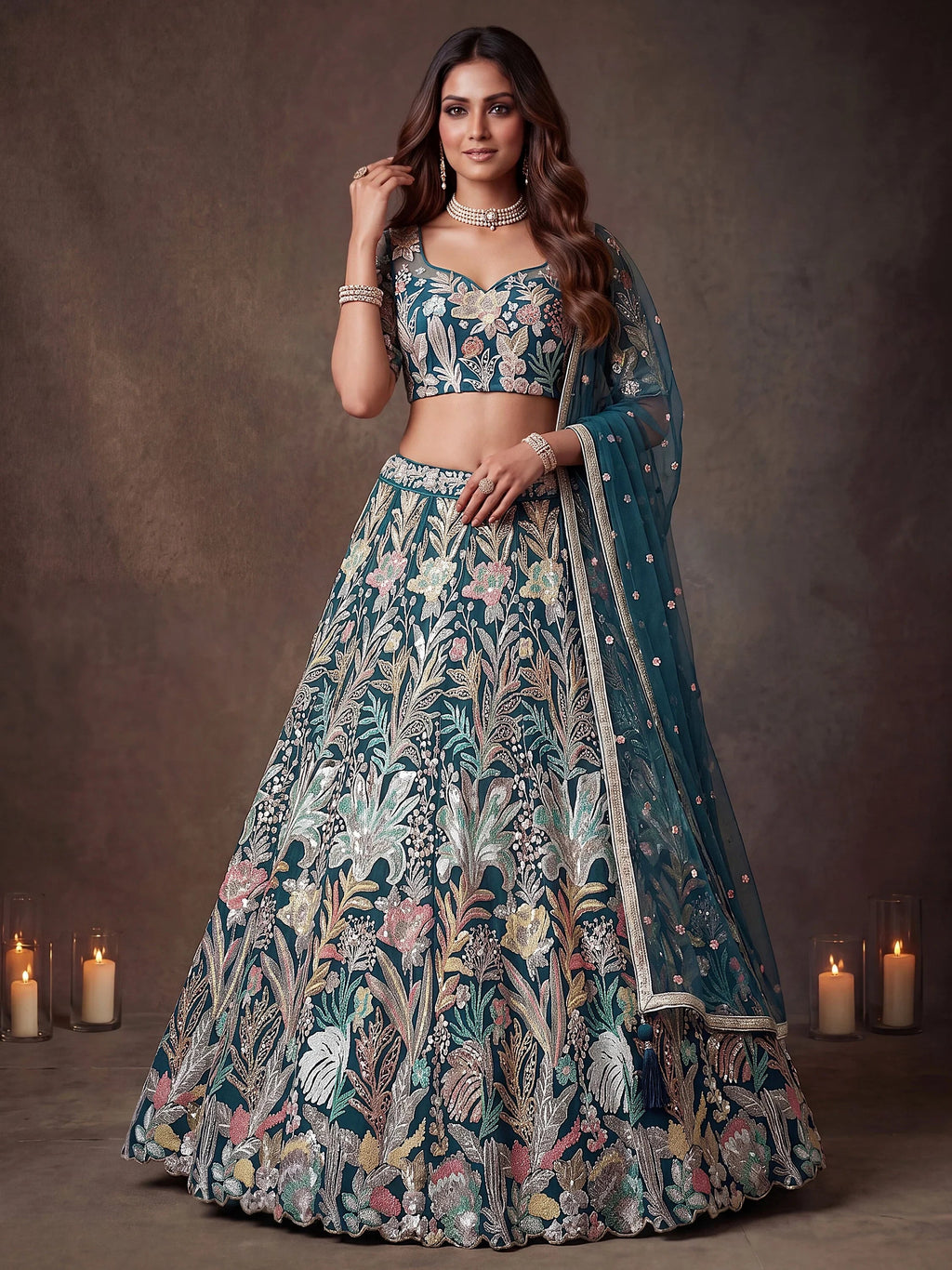 Blue Ravishing Color Sequins Soft Net Party Wear Lehenga Choli