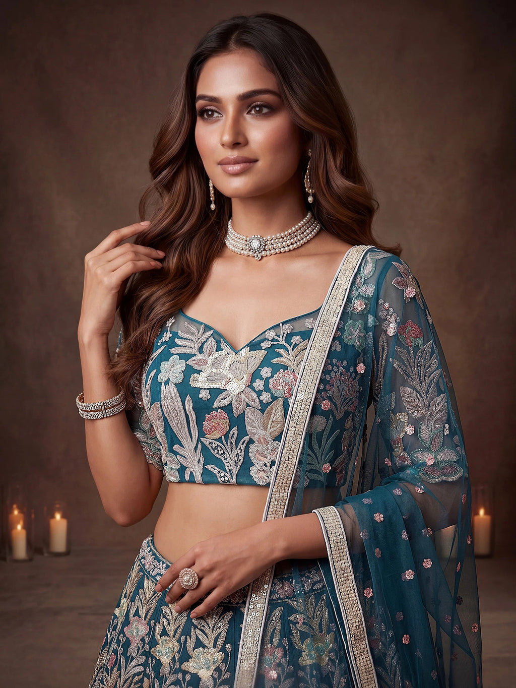 Blue Ravishing Color Sequins Soft Net Party Wear Lehenga Choli