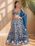 Blue Astonishing Sequins Net Party Wear Lehenga Choli With Dupatta