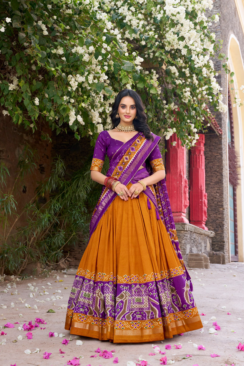 Glorious Patola Printed Tussar Silk Festive Wear Lehenga Choli