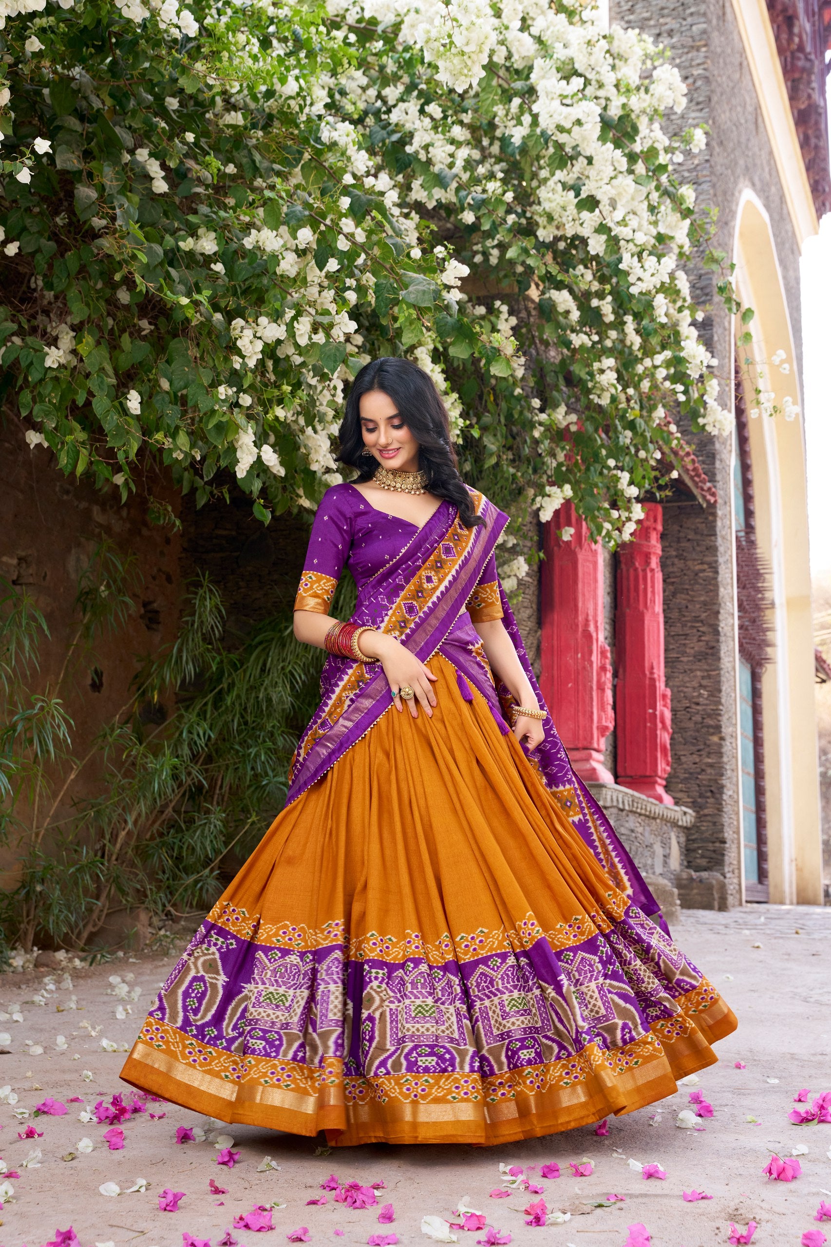 Glorious Patola Printed Tussar Silk Festive Wear Lehenga Choli