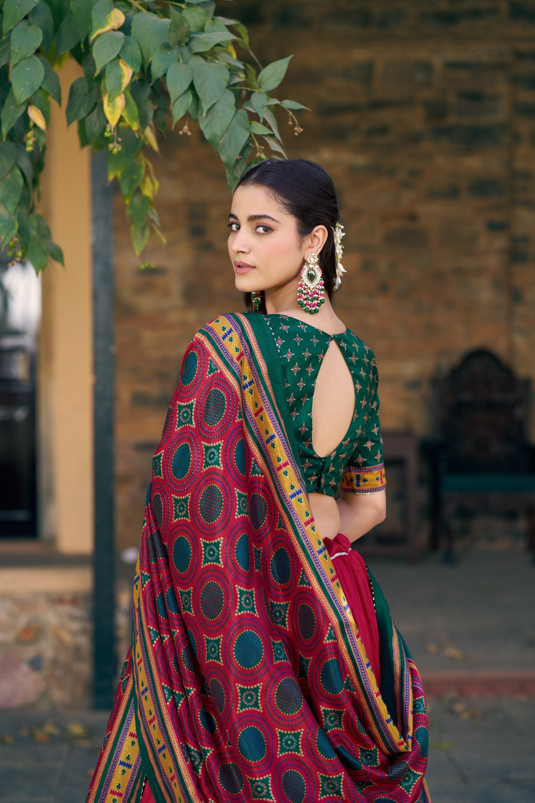 Printed Tussar Silk Lehenga Choli for Festival & Mehendi