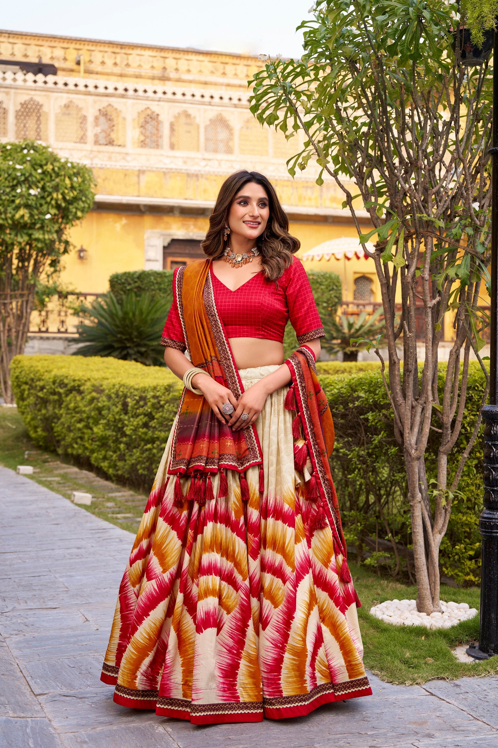 Silk Digital Print Lehenga Choli for Festive Wear Look