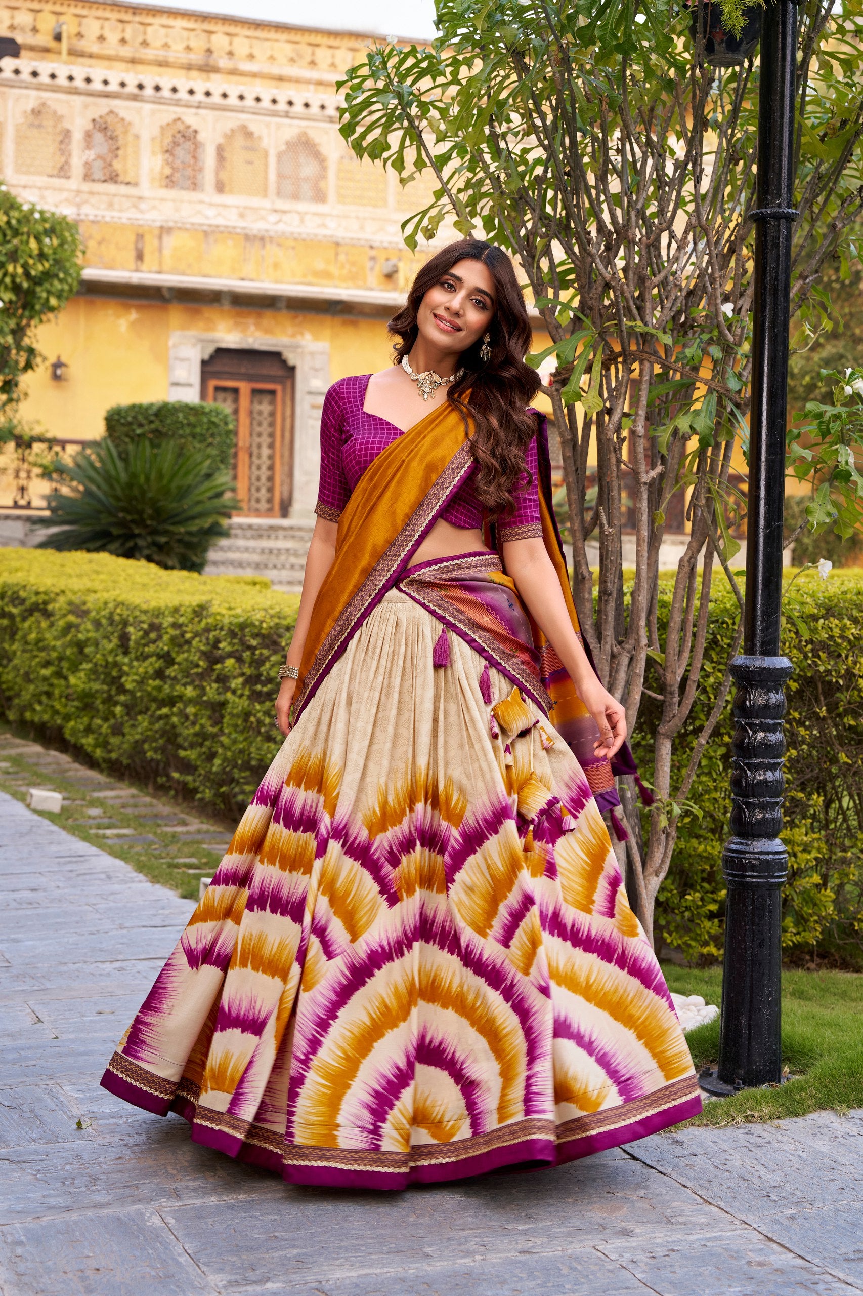 Silk Digital Print Lehenga Choli for Festive Wear Look