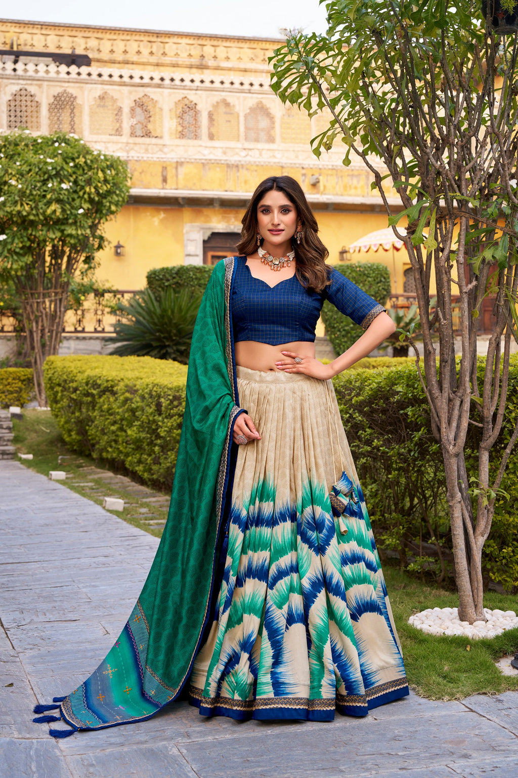 Silk Digital Print Lehenga Choli for Festive Wear Look
