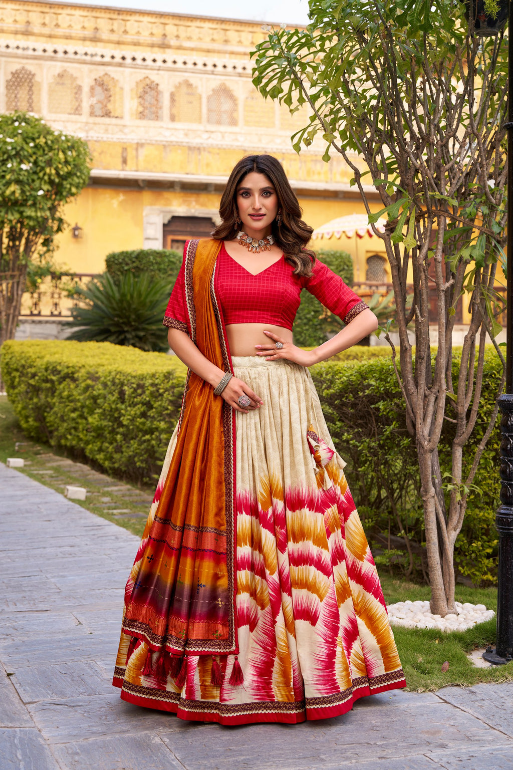 Silk Digital Print Lehenga Choli for Festive Wear Look