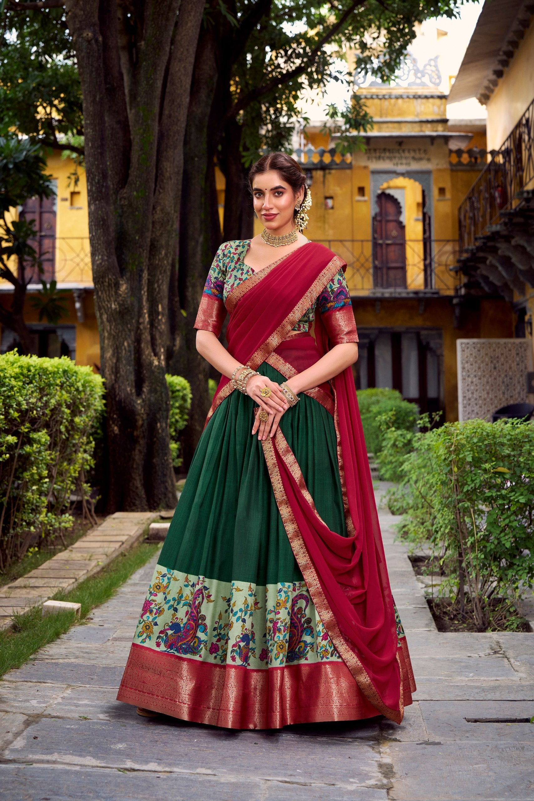 Aastha Silk Printed Zari Weaving Worked Lehenga Choli for Women