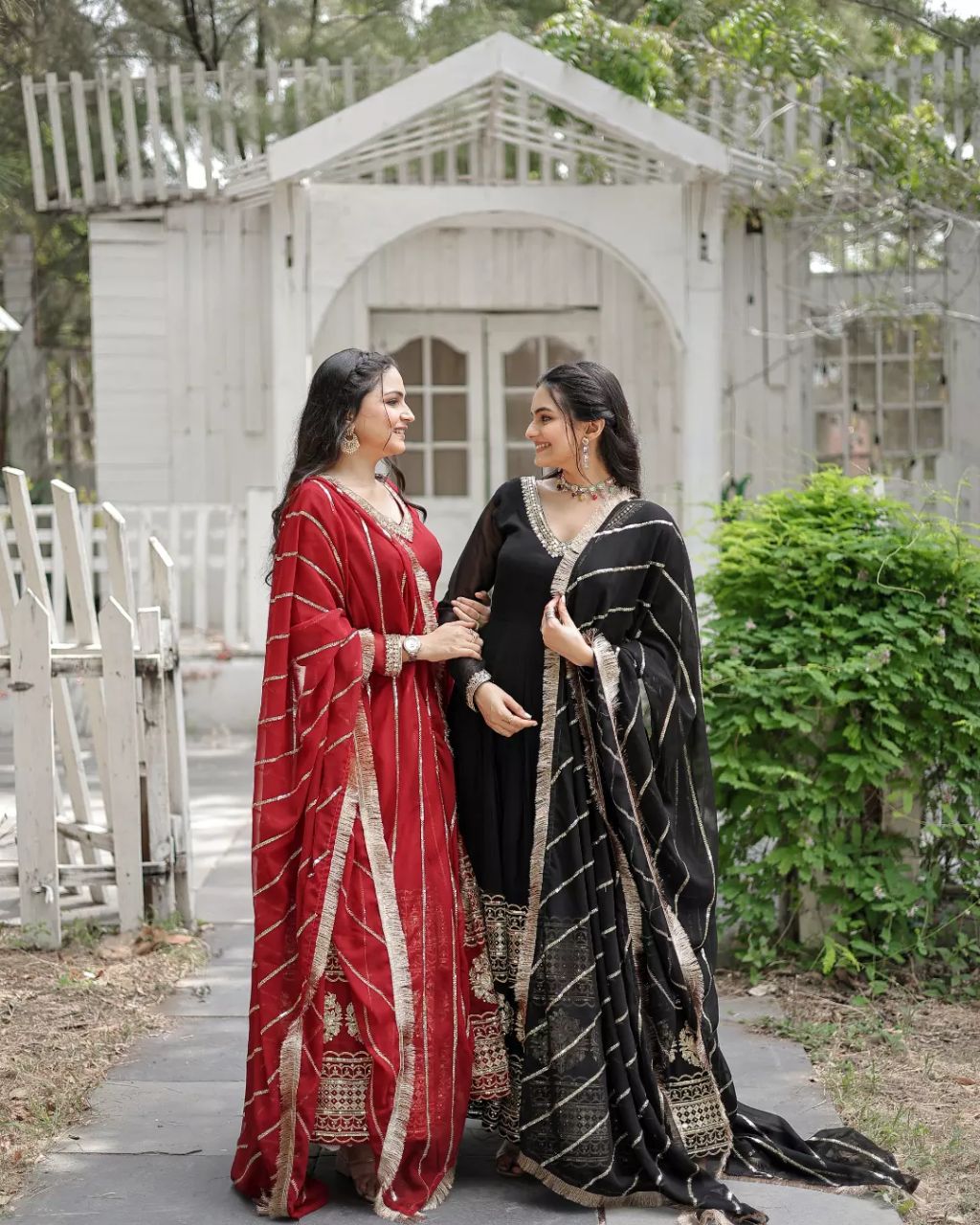 Georgette Sequin Embroidered Gown With Dupatta for Receptions