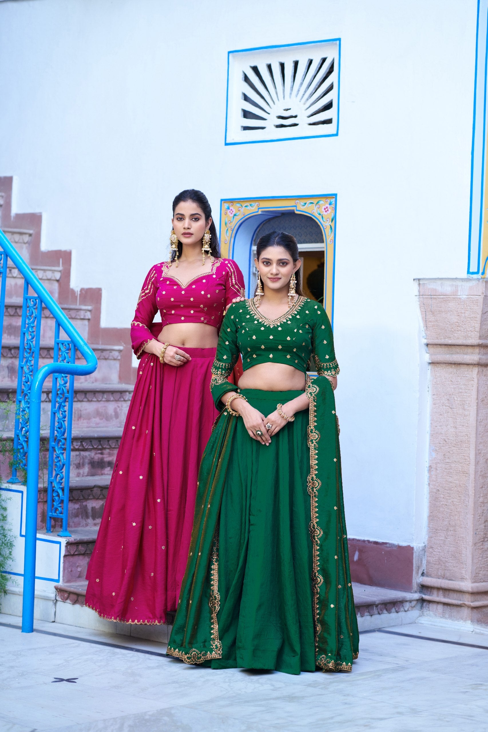 Silk Lehenga Choli With Thread Work For Wedding