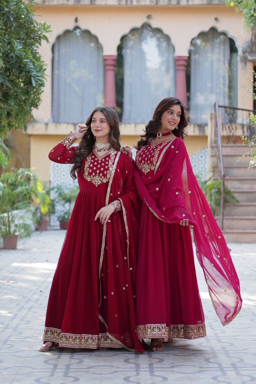 Georgette Embroidered Gown for Wedding & Festival Wear