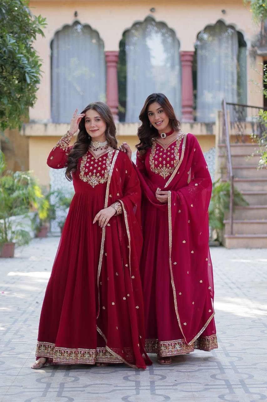 Georgette Embroidered Gown for Wedding & Festival Wear