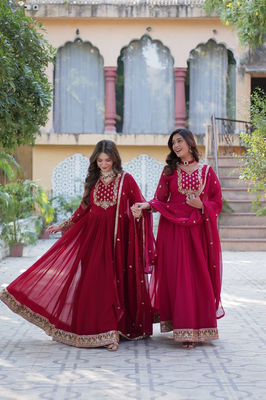 Georgette Embroidered Gown for Wedding & Festival Wear