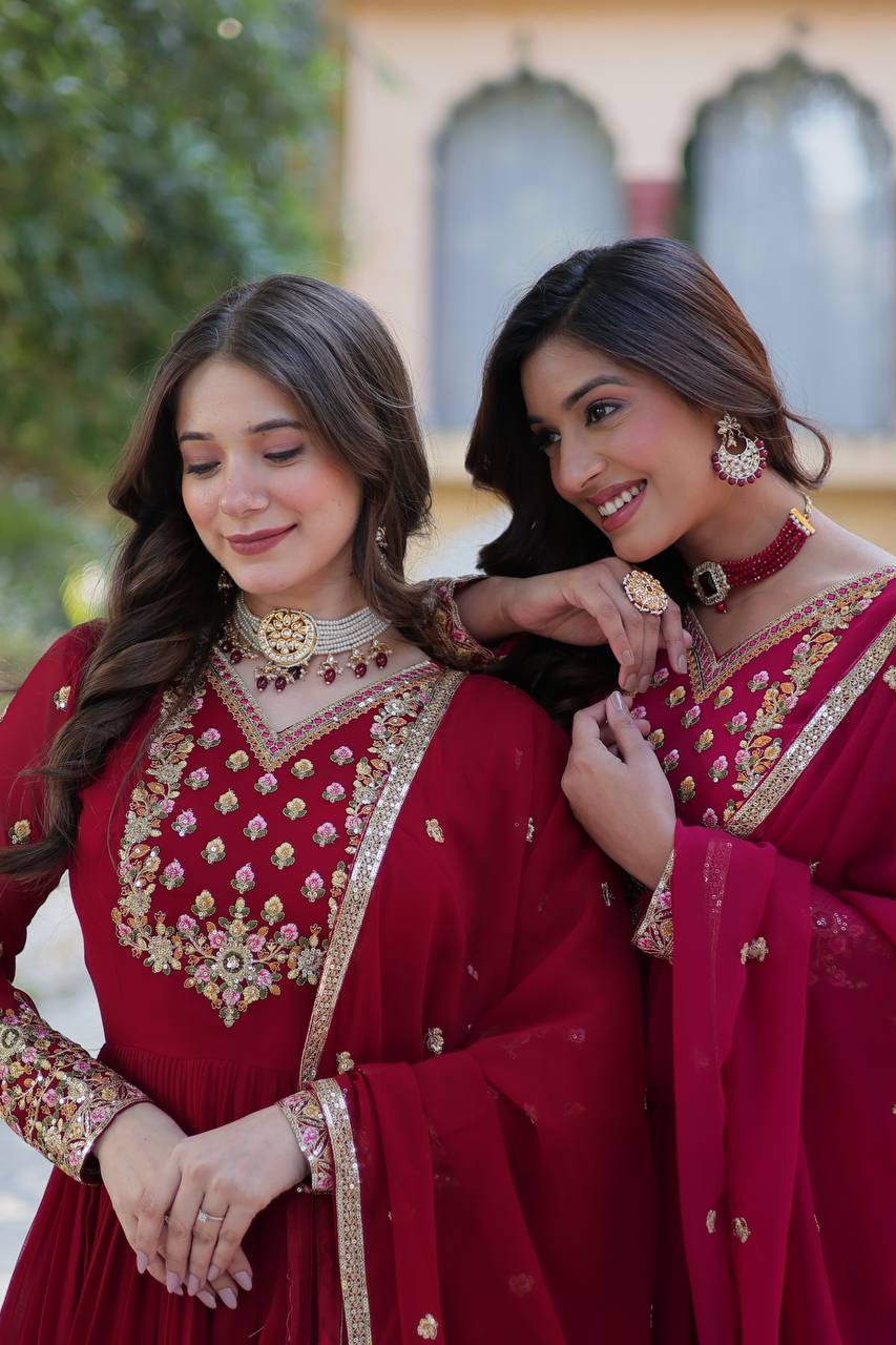Georgette Embroidered Gown for Wedding & Festival Wear