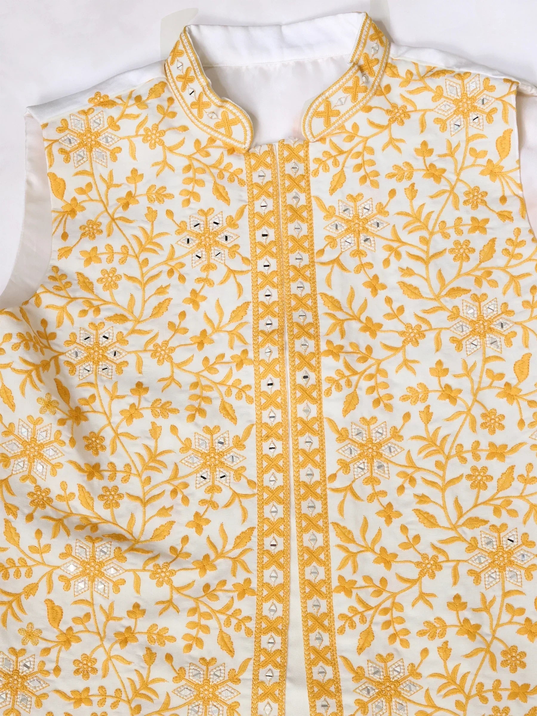 Mesmerizing White Thread Work Silk Function Wear Men Kurta With Pant And Jacket