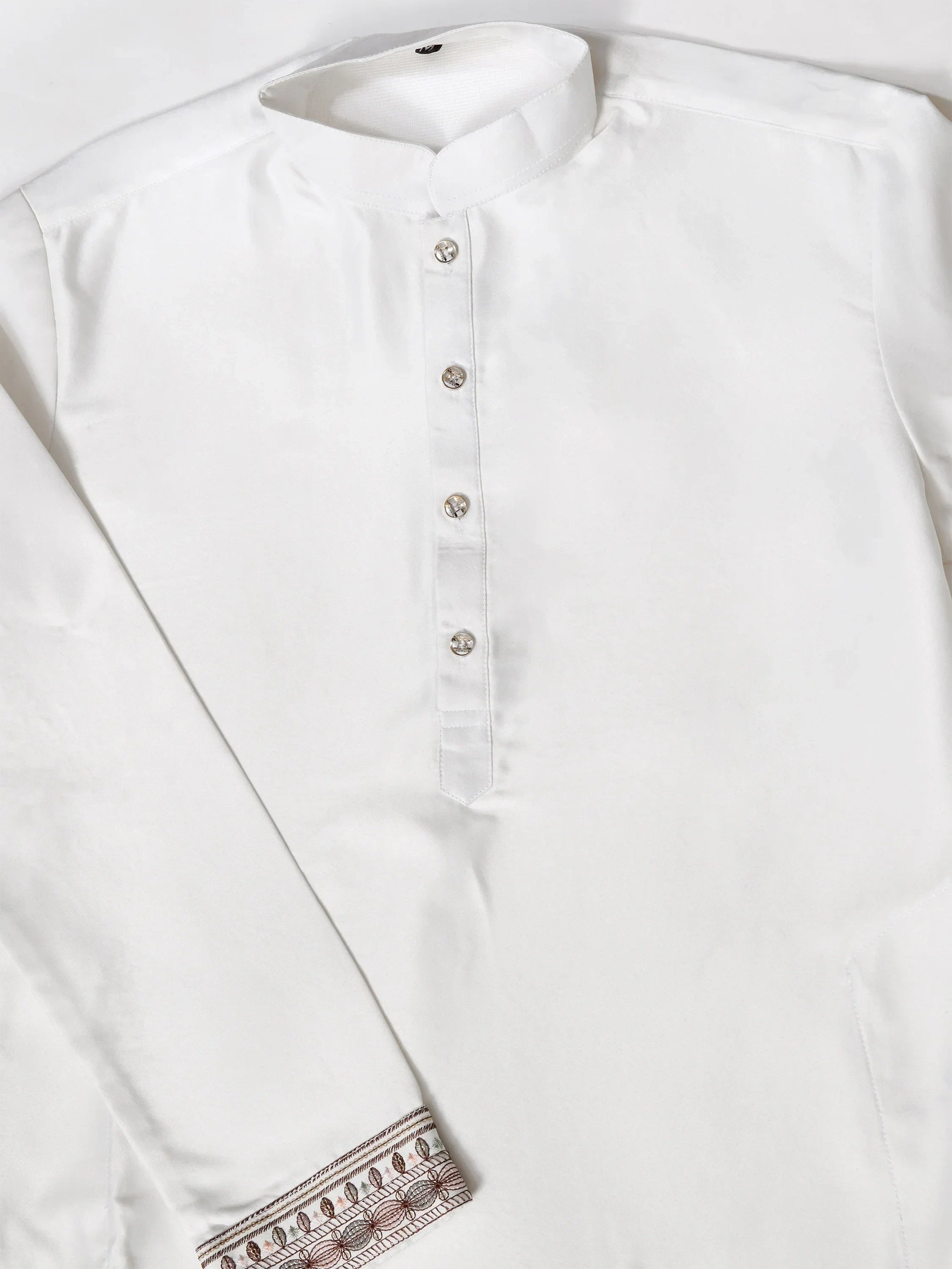 Incredible White Embroidered Silk Designer Men Kurta With Pant And Jacket