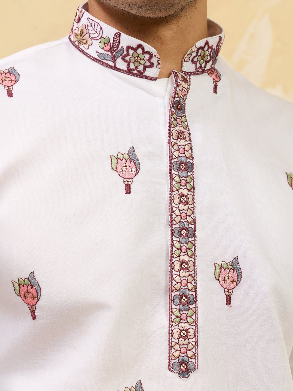 Gorgeous White Sequins Silk Festival Wear Men's Kurta With Dupatta