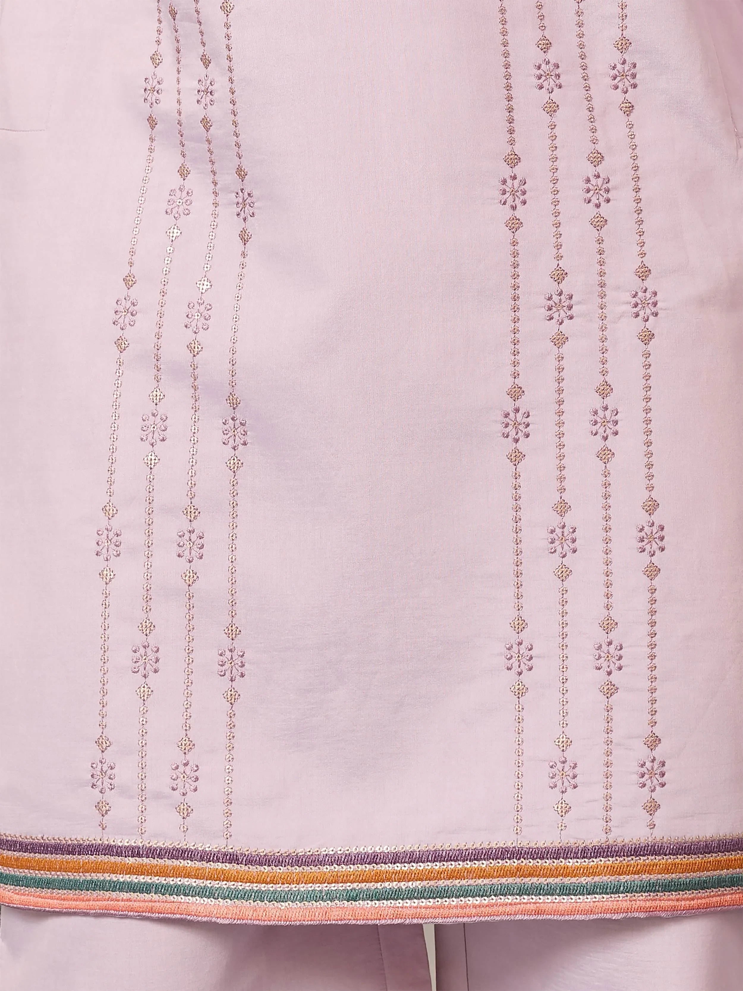 Amazing Lavender Embroidered Silk Function Wear Men’s Kurta