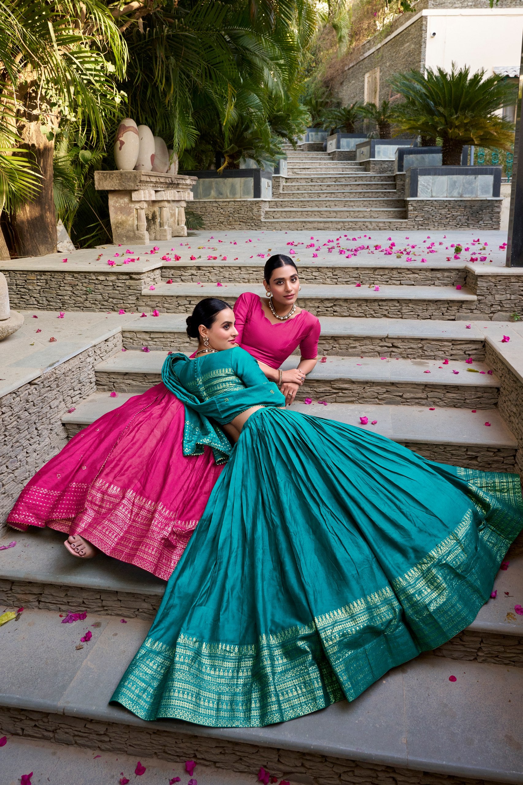 Chanderi Silk Zari Weaving Lehenga Choli for Festive Occasions
