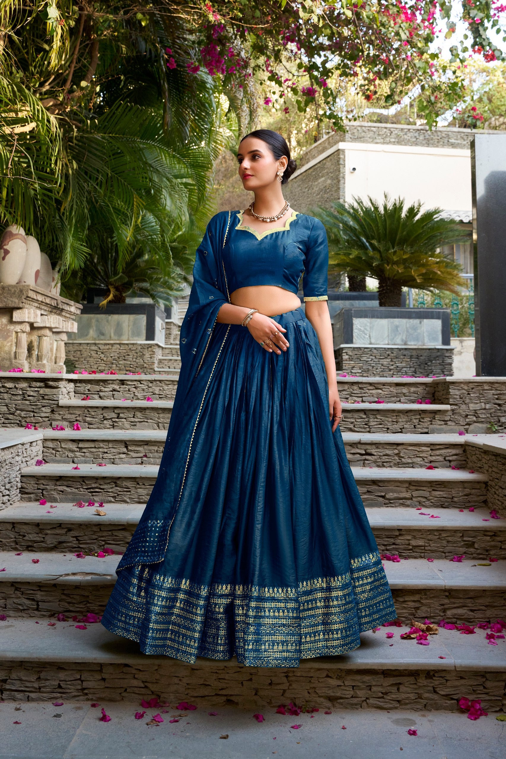 Chanderi Silk Zari Weaving Lehenga Choli for Festive Occasions