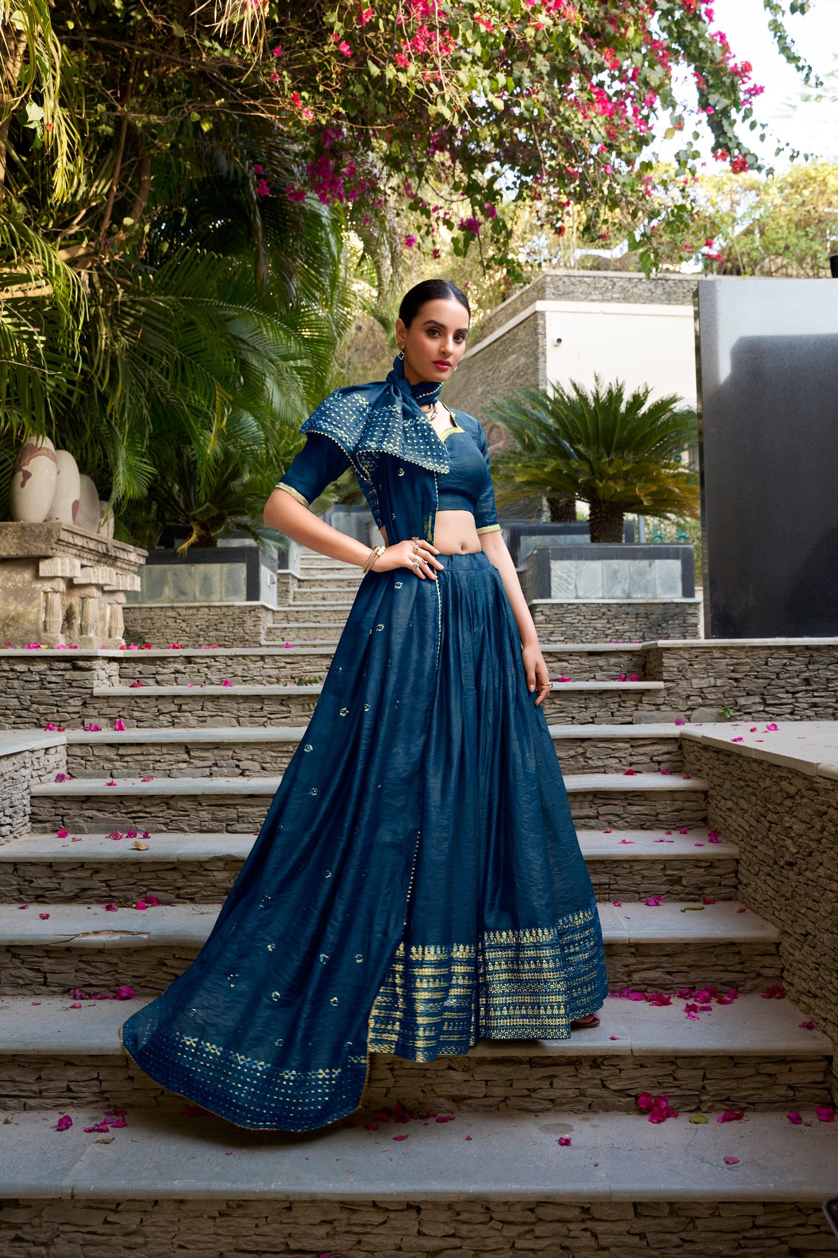 Chanderi Silk Zari Weaving Lehenga Choli for Festive Occasions