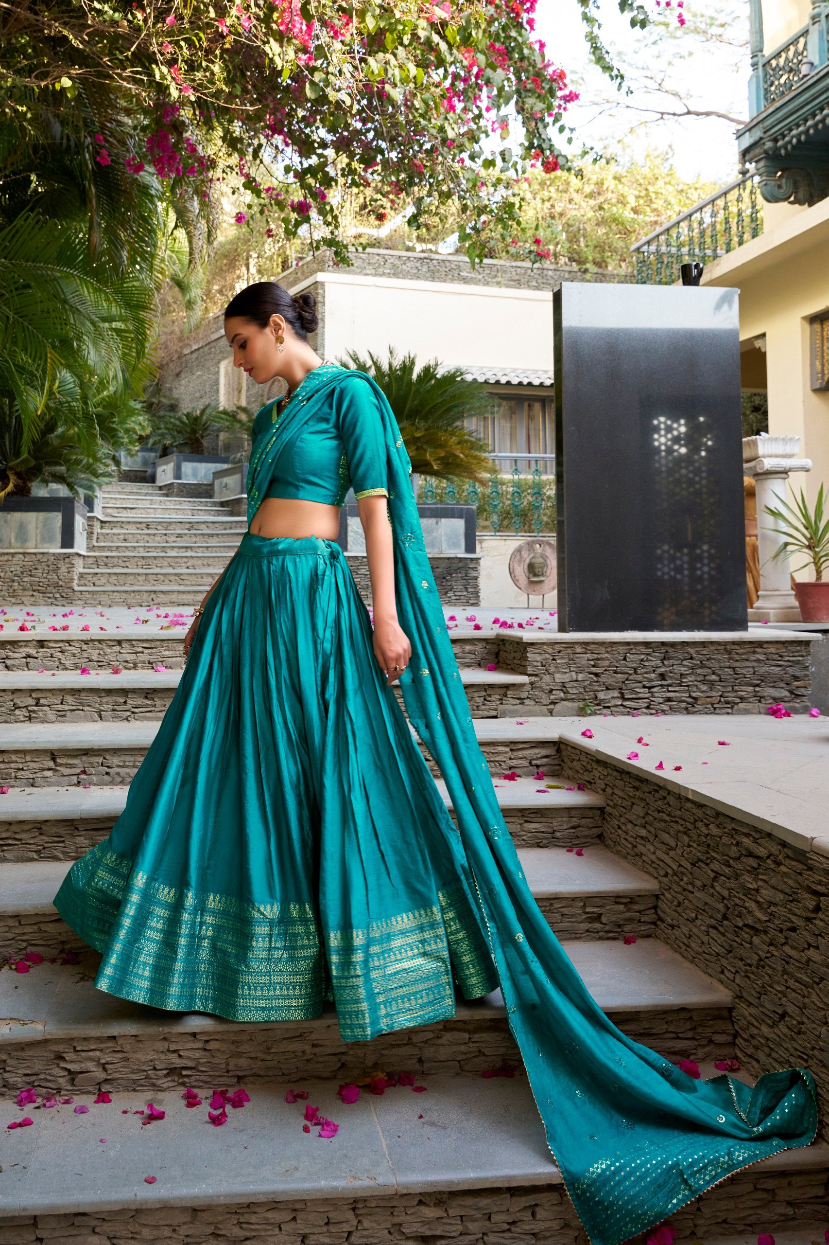 Chanderi Silk Zari Weaving Lehenga Choli for Festive Occasions