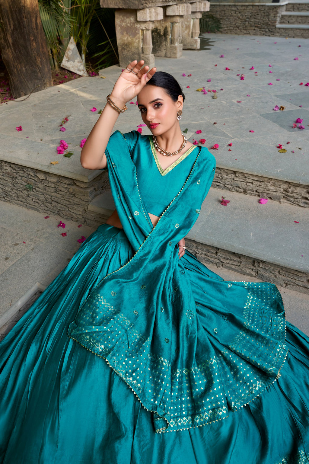 Chanderi Silk Zari Weaving Lehenga Choli for Festive Occasions