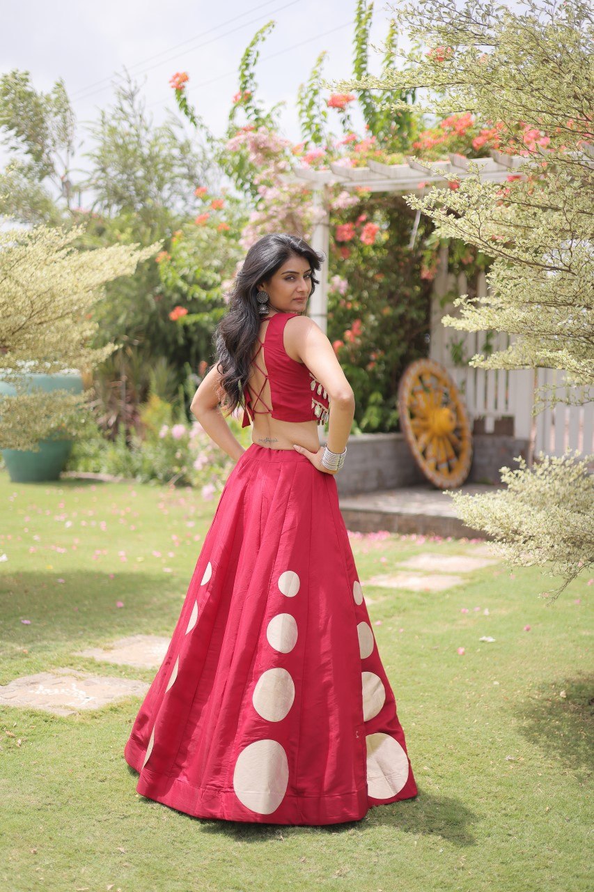 Navratri Special Roman Silk Lehenga Choli with Gota Work