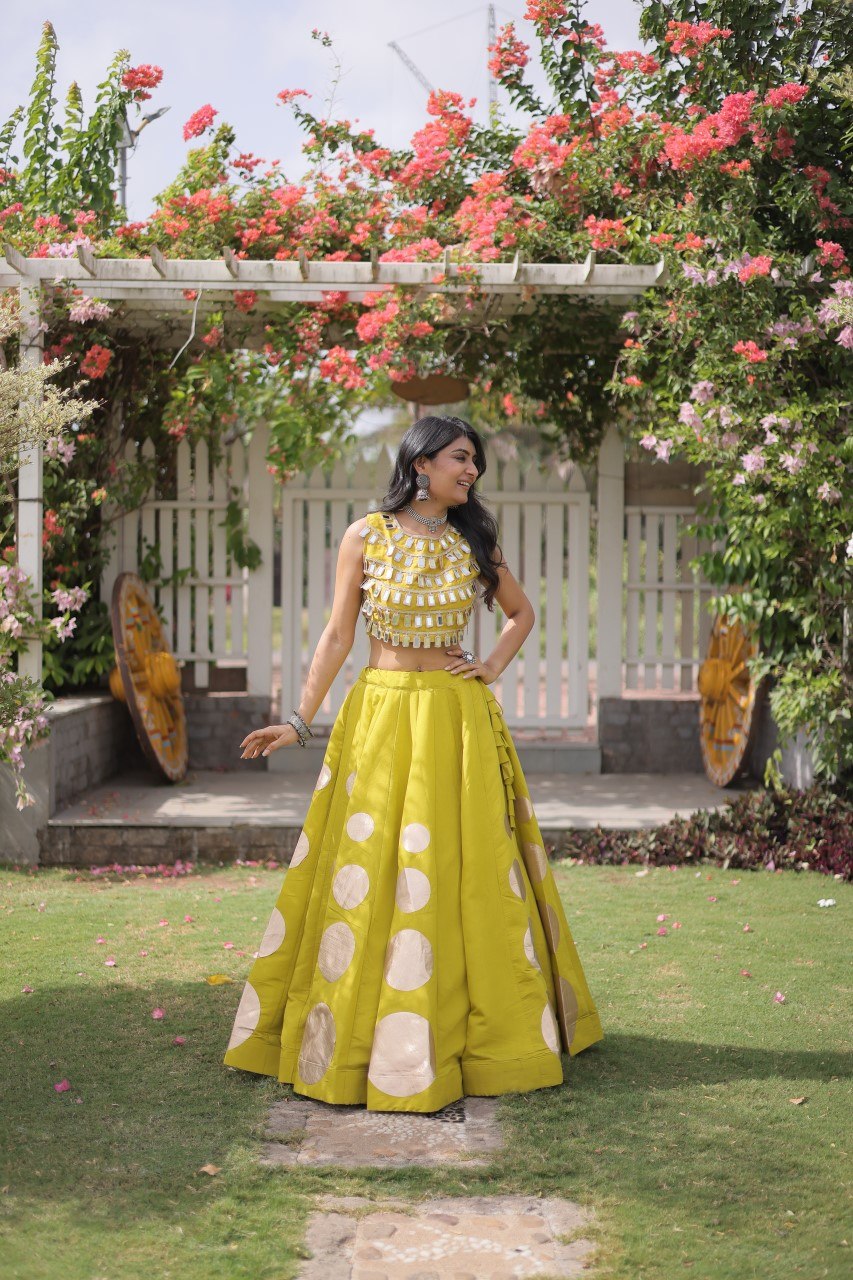 Navratri Special Roman Silk Lehenga Choli with Gota Work