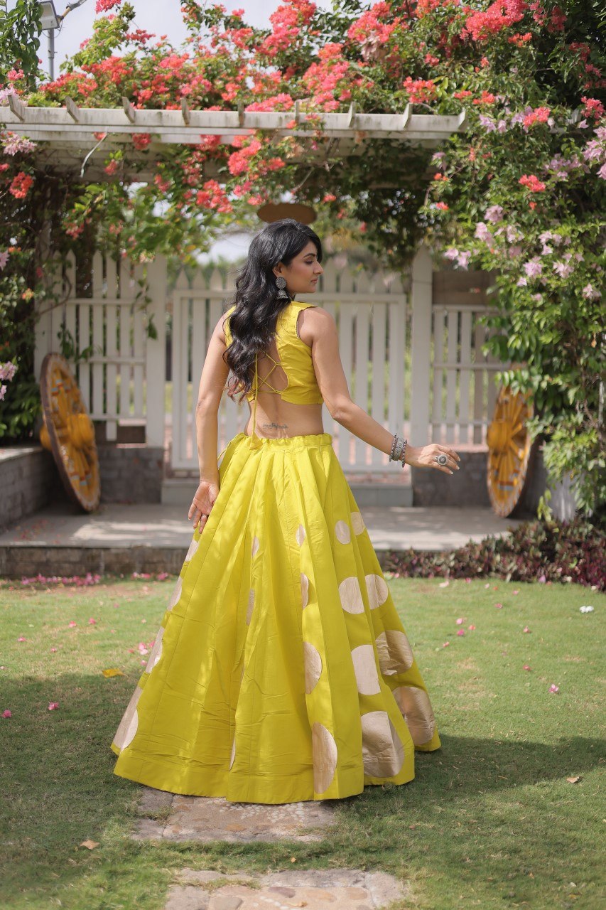 Navratri Special Roman Silk Lehenga Choli with Gota Work