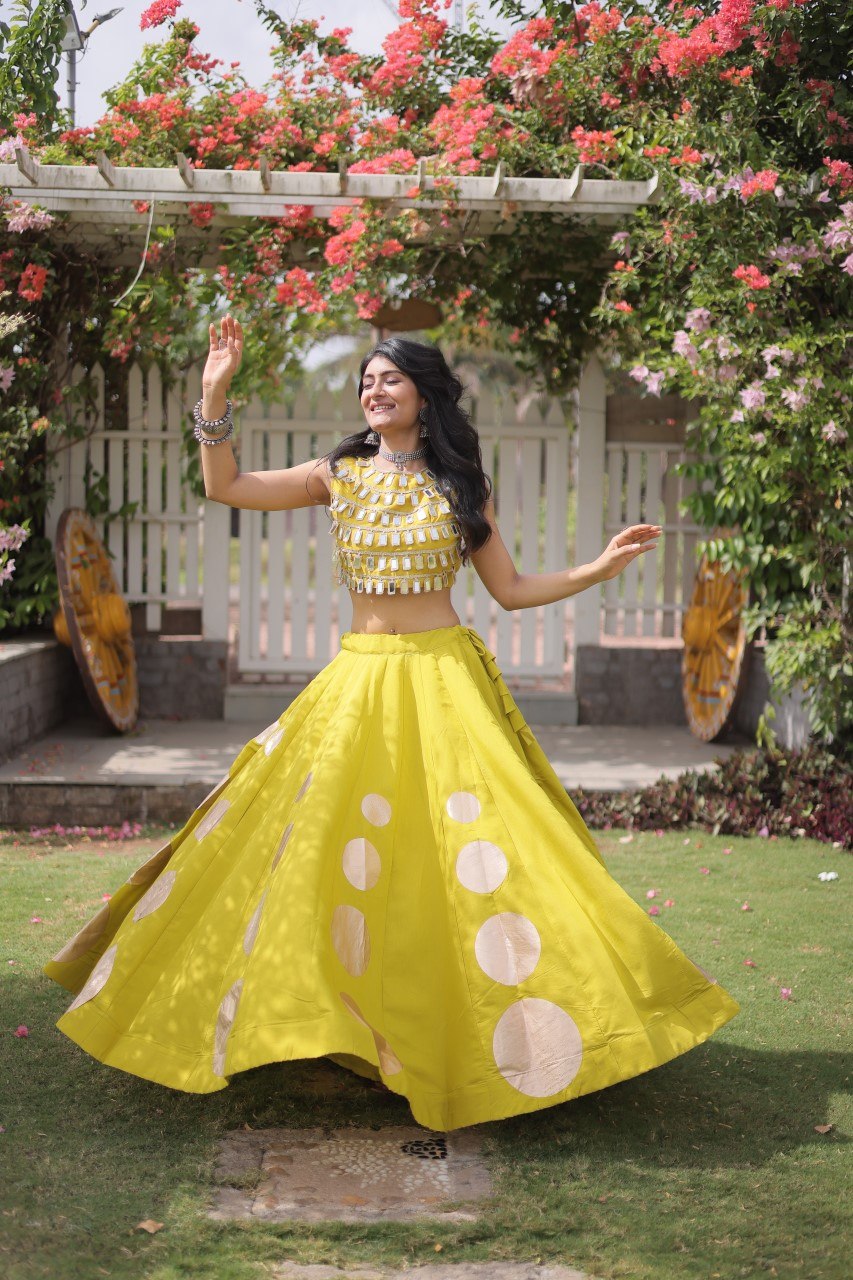 Navratri Special Roman Silk Lehenga Choli with Gota Work