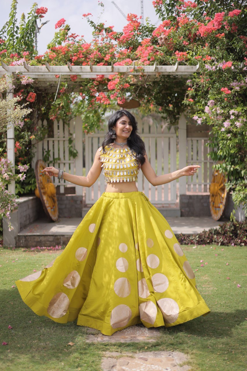 Navratri Special Roman Silk Lehenga Choli with Gota Work