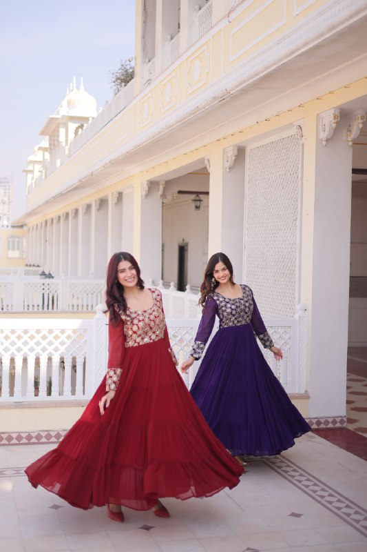 Georgette Embellished Gown for Weddings & Festivals