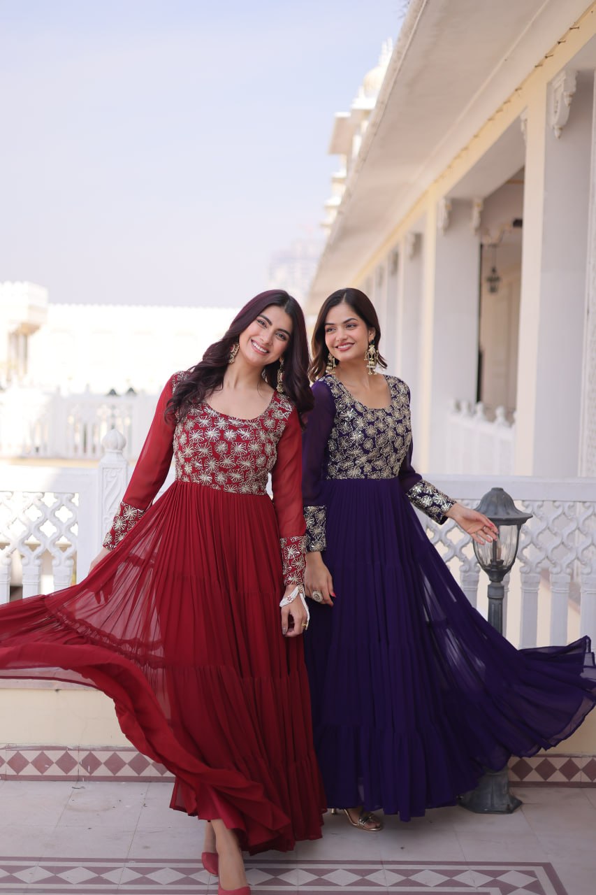 Georgette Embellished Gown for Weddings & Festivals