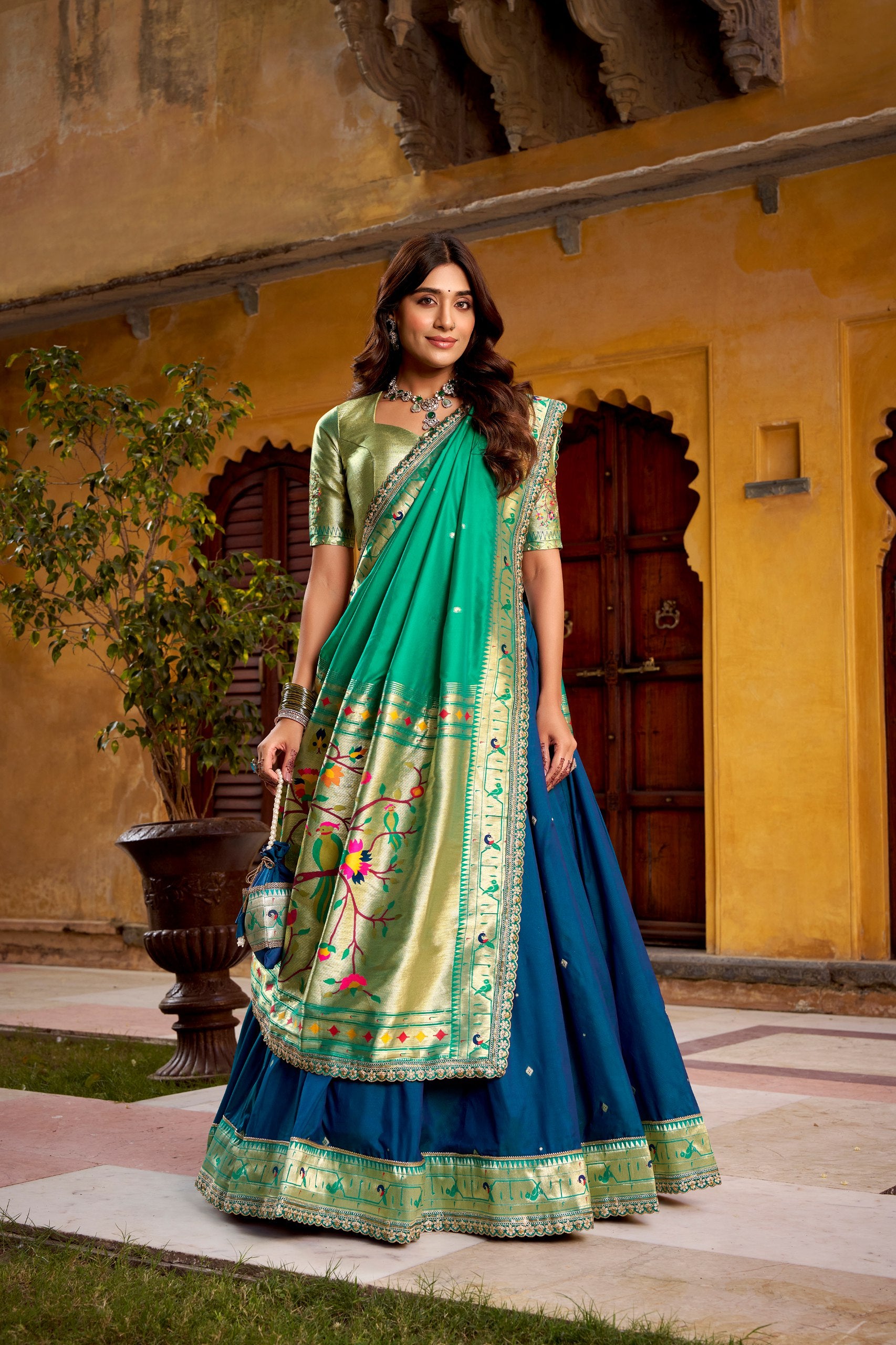 Silk Bridesmaid Lehenga Choli with Zari Weaving
