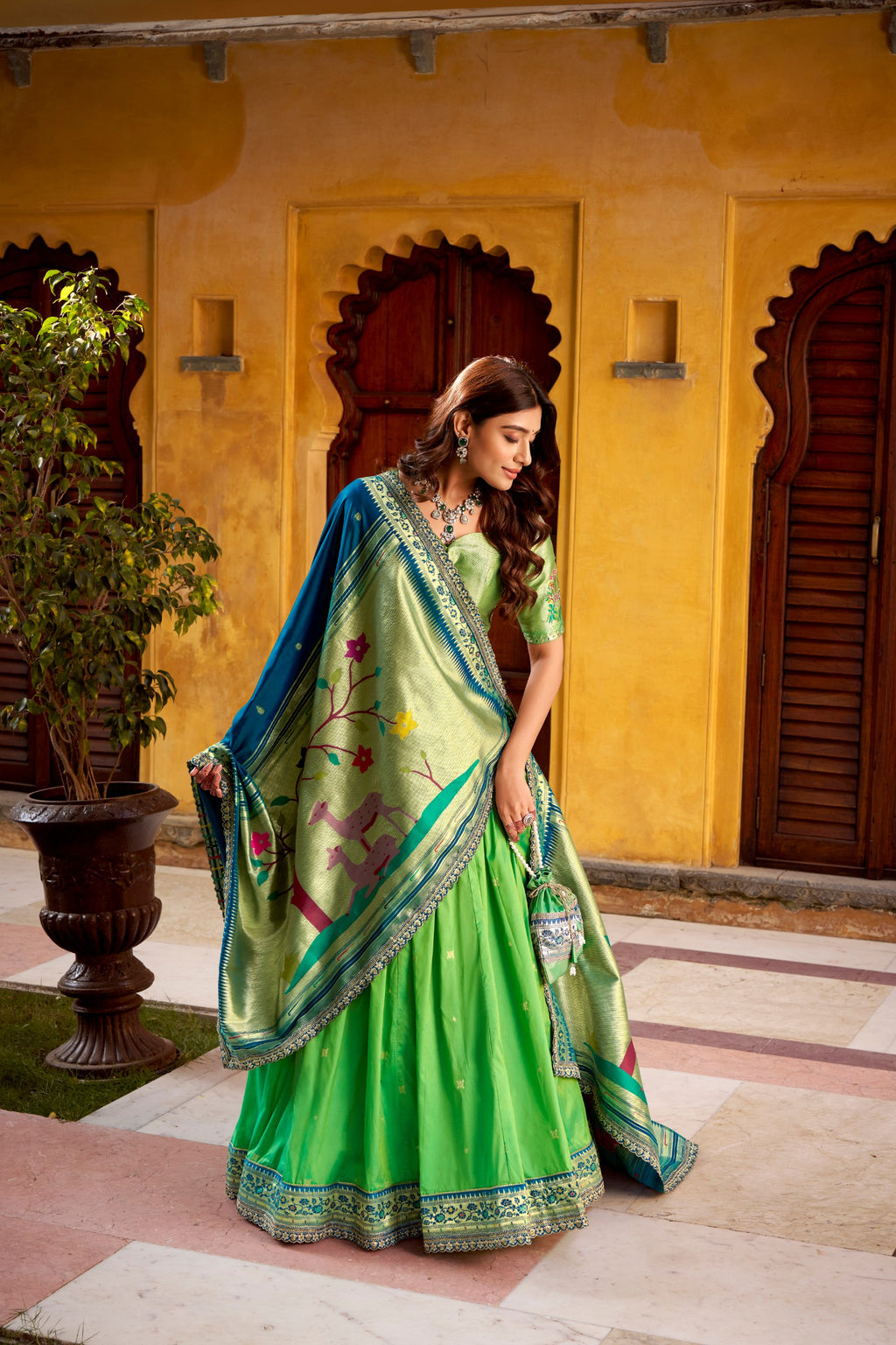 Silk Bridesmaid Lehenga Choli with Zari Weaving